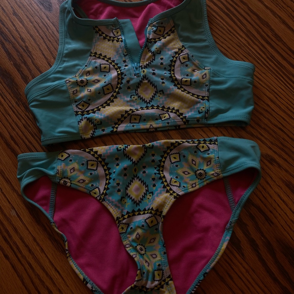YMI Kids Swim Bikini - Teal and Pink